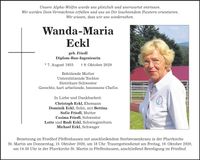 Traueranzeige Wanda-Maria Eckl