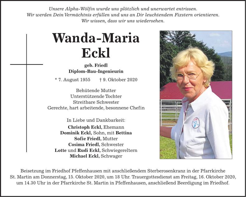 Traueranzeige Wanda-Maria Eckl