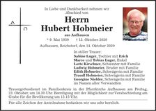 Traueranzeige Hubert Hobmeier
