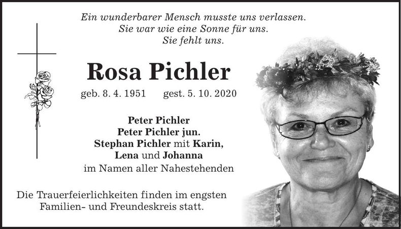 Traueranzeige Rosa Pichler