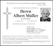 Traueranzeige Albert Müller
