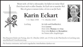 Traueranzeige Karin Eckart