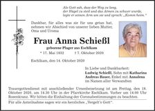 Traueranzeige Anna Schießl