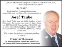Traueranzeige Josef Taube