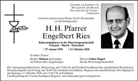 Traueranzeige Engelbert Ries