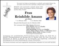Traueranzeige Reinhilde Amann