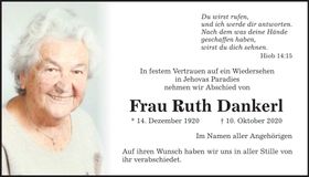 Traueranzeige Ruth Dankerl