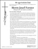 Traueranzeige Josef Forster