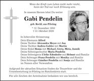 Traueranzeige Gabi Pendelin
