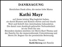 Traueranzeige Kathi Mayr