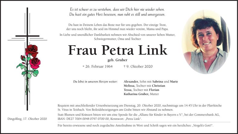 Traueranzeige Petra Link