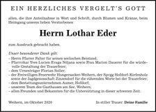 Traueranzeige Lothar Eder