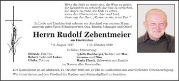 Traueranzeige Rudolf Zehentmeier