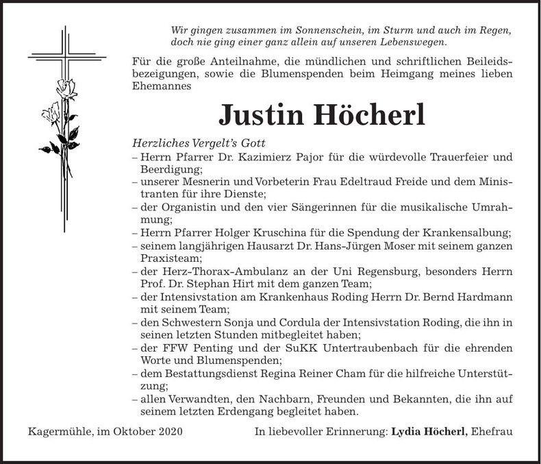 Traueranzeige Justin Höcherl