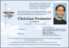 Traueranzeige Christian Neumeier