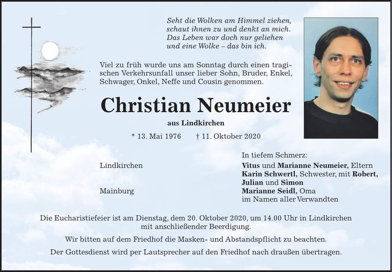 Traueranzeige Christian Neumeier