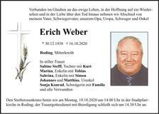 Traueranzeige Erich Weber
