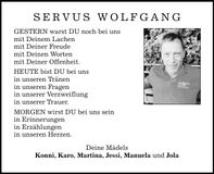 Traueranzeige Wolfgang Loher