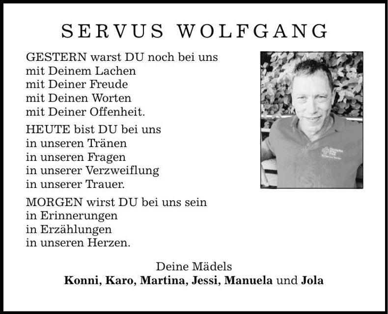 Traueranzeige Wolfgang Loher
