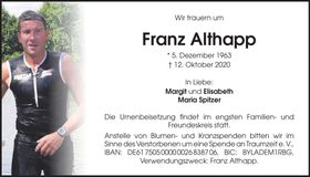 Traueranzeige Franz Althapp