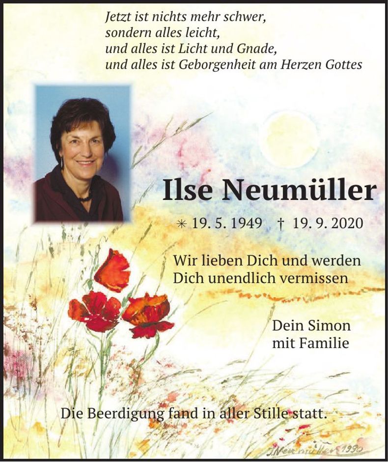 Traueranzeige Ilse Neumüller