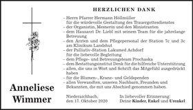 Traueranzeige Anneliese Wimmer
