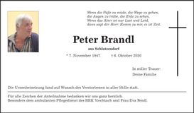 Traueranzeige Peter Brandl