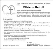 Traueranzeige Elfriede Heindl