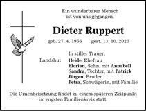 Traueranzeige Dieter Ruppert