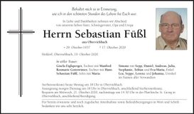 Traueranzeige Sebastian Füßl