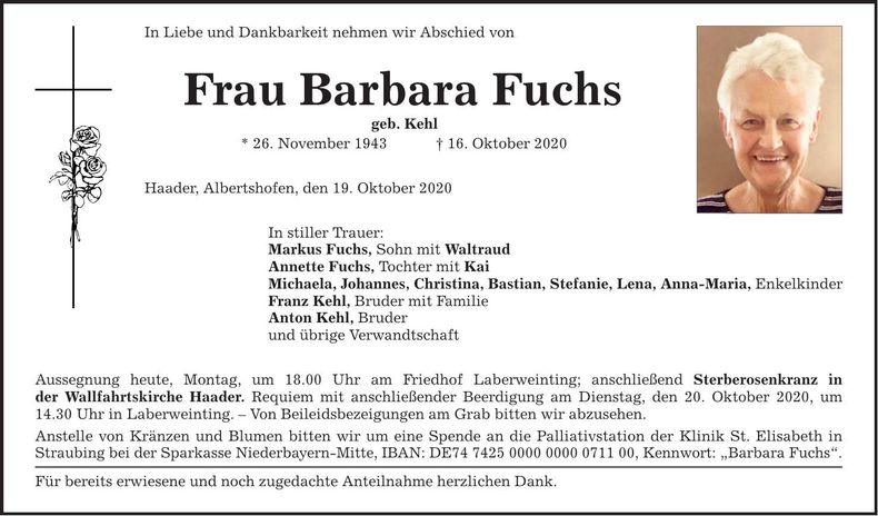 Traueranzeige Barbara Fuchs