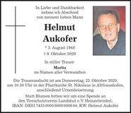 Traueranzeige Helmut Aukofer