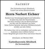 Traueranzeige Norbert Eichner