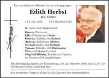 Traueranzeige Edith Herbst