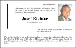 Traueranzeige Josef Richter