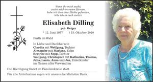 Traueranzeige Elisabeth Dilling