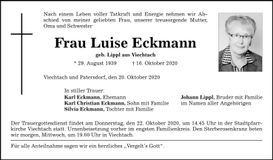 Traueranzeige Luise Eckmann