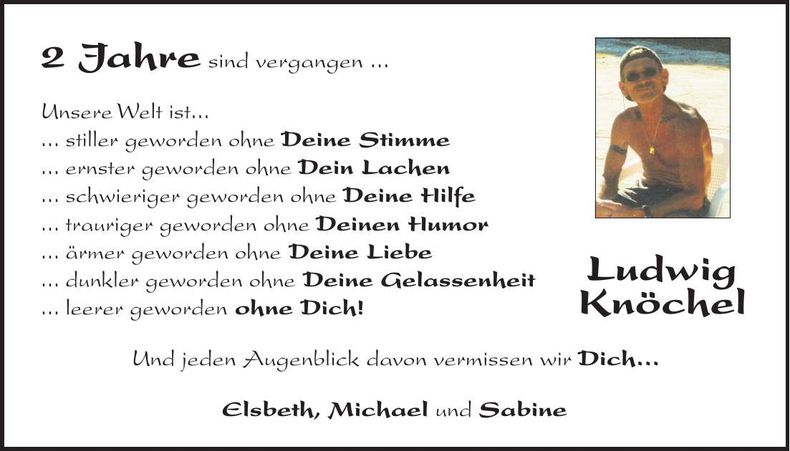 Traueranzeige Ludwig Knöchel