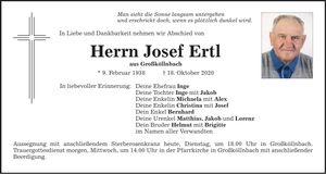 Traueranzeige Josef Ertl