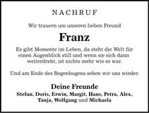 Traueranzeige Franz Althap