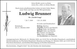 Traueranzeige Ludwig Brunner
