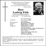 Traueranzeige Ludwig Fäth