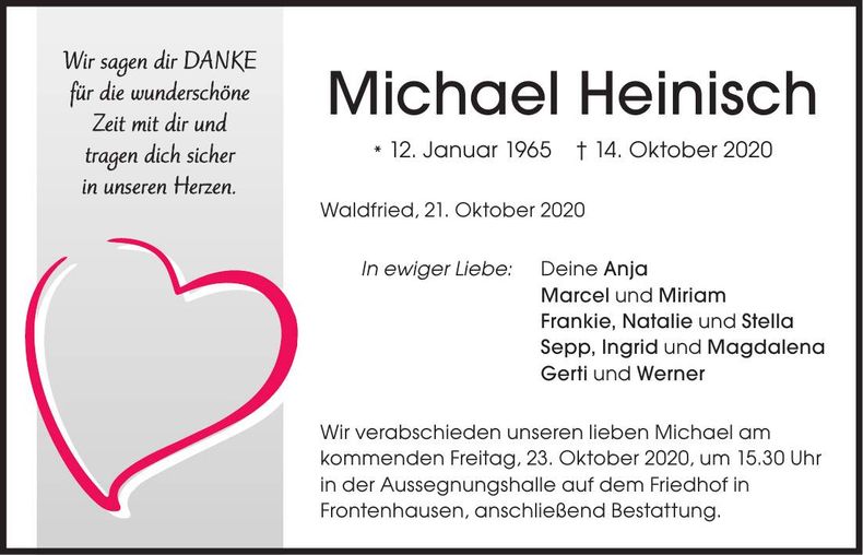 Traueranzeige Michael Heinisch