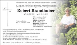 Traueranzeige Robert Brandhuber