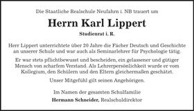Traueranzeige Karl Lippert