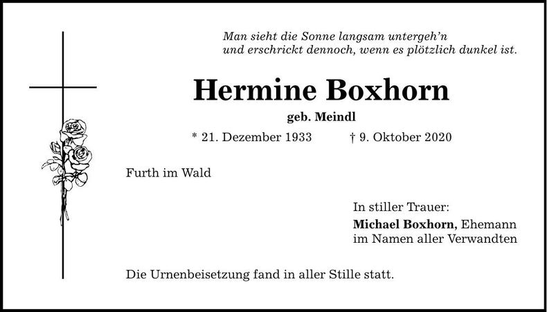 Traueranzeige Hermine Boxhorn