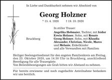 Traueranzeige Georg Holzner