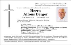 Traueranzeige Alfons Berger