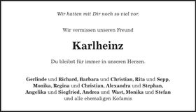 Traueranzeige Karlheinz Brandstetter