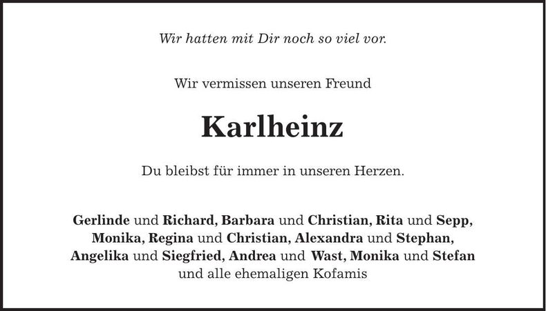 Traueranzeige Karlheinz Brandstetter